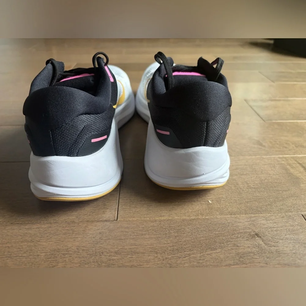 Nike Women’s White Running Sneakers with Black, Pink & Gold Accents